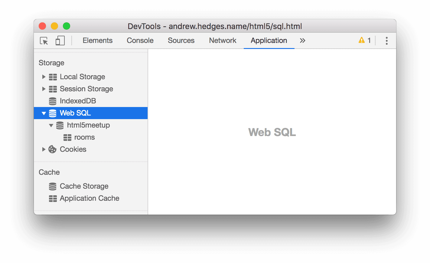 El panel de Web SQL