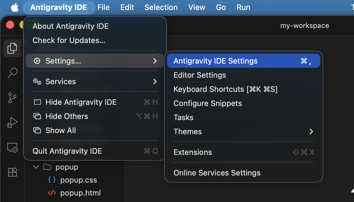 A caixa de diálogo "Adicionar servidor MCP" na Antigravity mostrando o Chrome DevTools nos resultados da pesquisa.