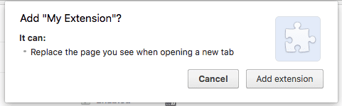 Aviso sobre a extensão "Nova guia"