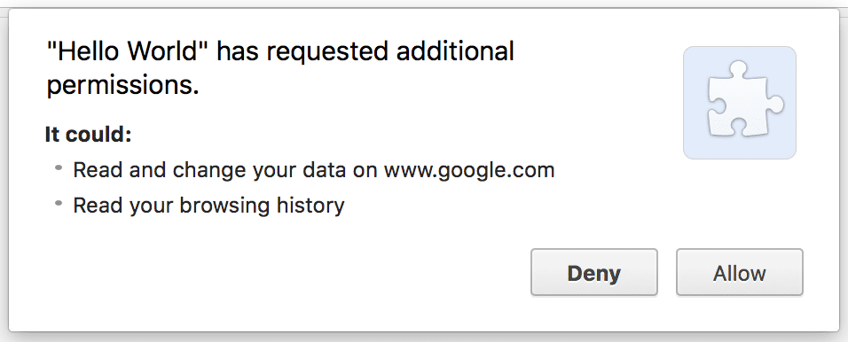 A screenshot of optional permissions request.