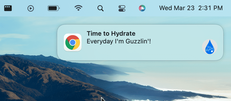 Thông báo về tiện ích trên máy Mac.