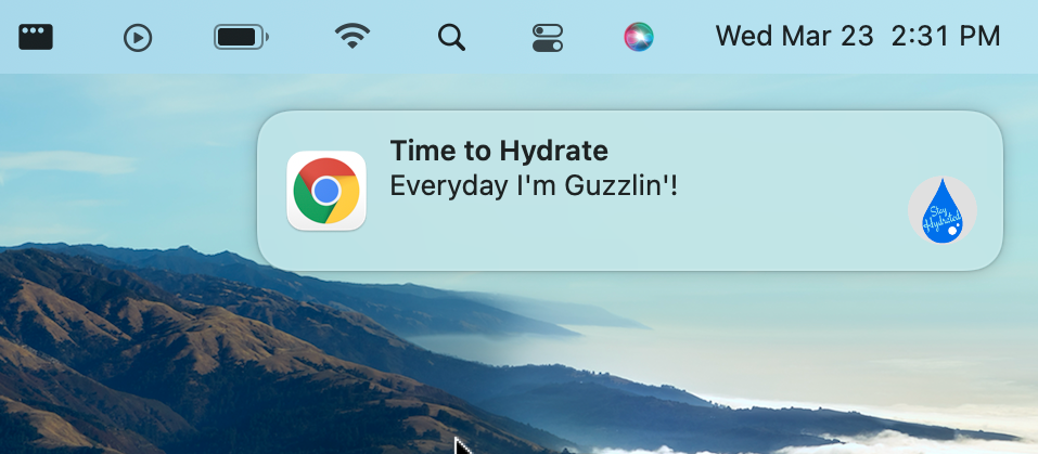 A notification on macOS