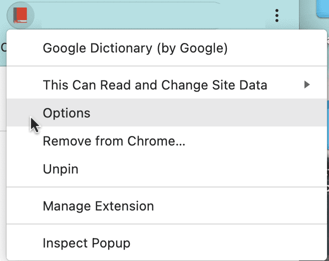 [コンテキスト メニュー オプション] ページ