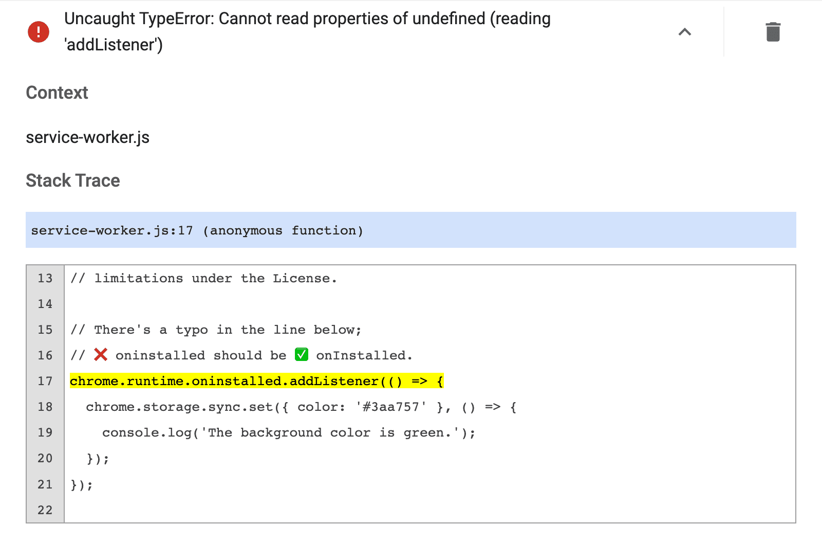 TypeError não capturado: não é possível ler as propriedades de uma mensagem de erro indefinida