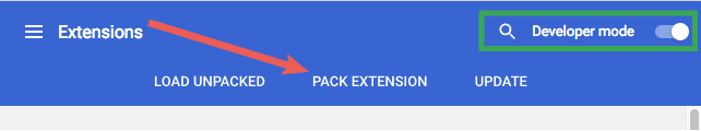Le mode développeur est coché, puis l'extension Click Pack