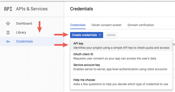 Crea le credenziali dell&#39;API People