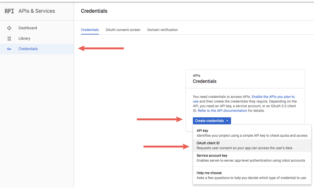 Create credentials for extension