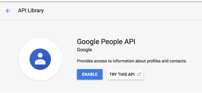 People API'yi etkinleştirme