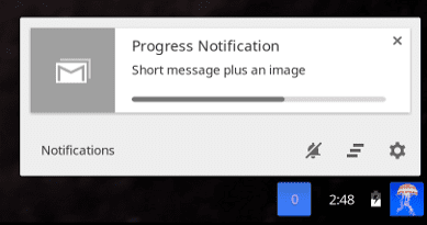 Уведомление о ходе выполнения