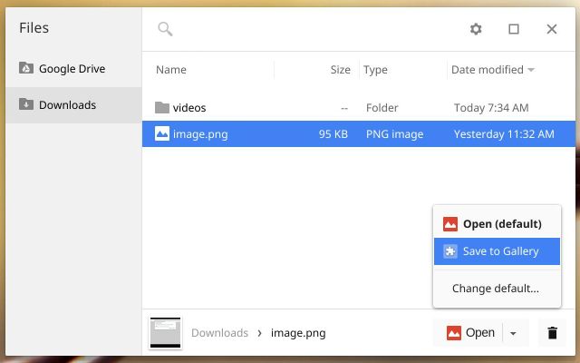 Penjelajah file ChromeOS.