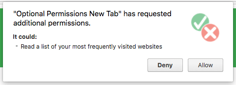 topSites API'si için Axtension uyarısı.