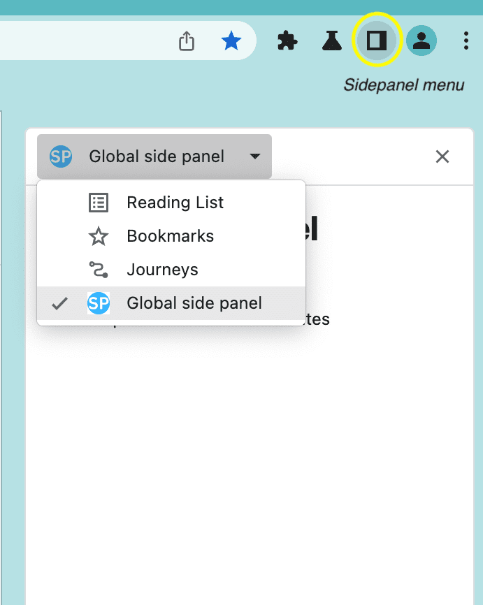 Side panel drop-down menu