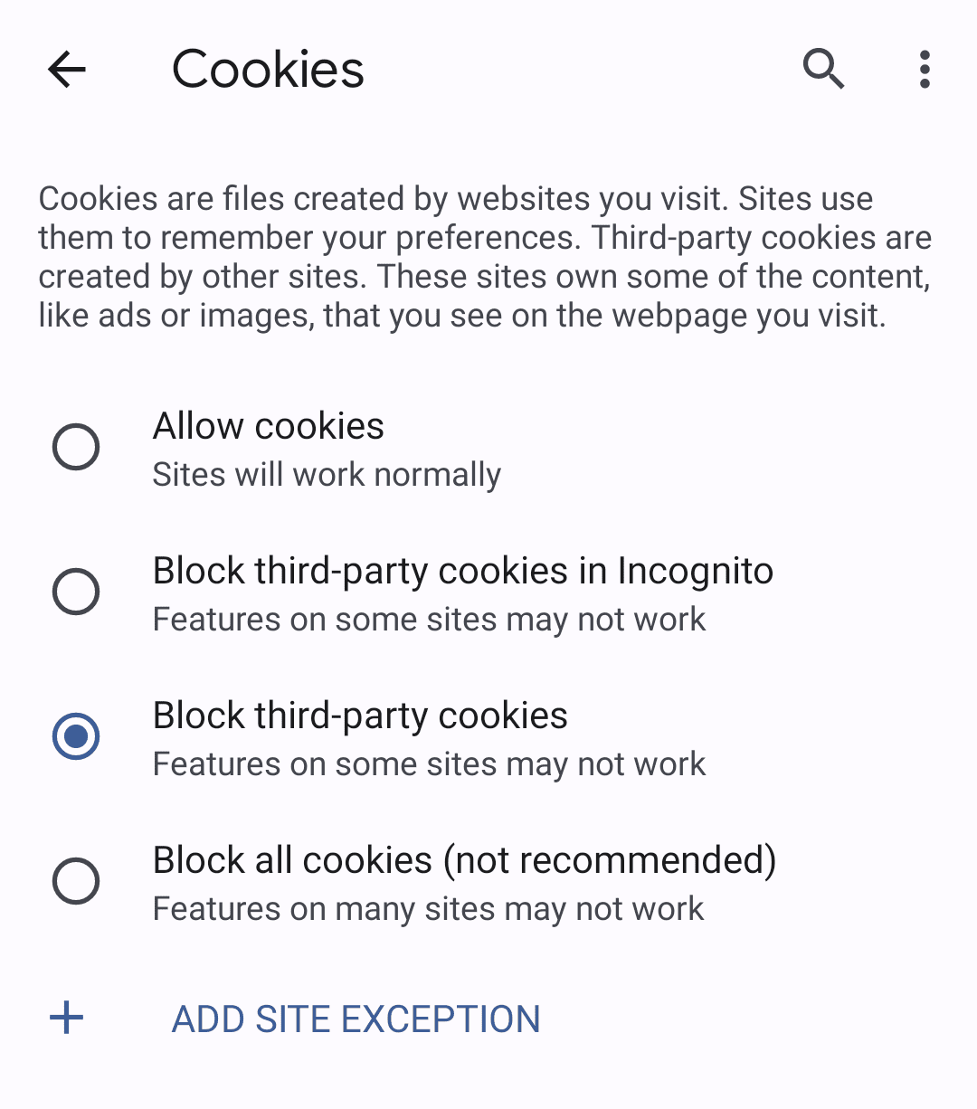 Chrome সেটিংস থেকে তৃতীয় পক্ষের কুকিজ ব্লক করুন