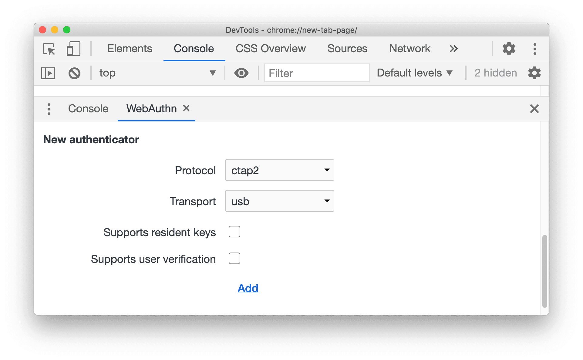 Como adicionar a seção "Autenticadores"
