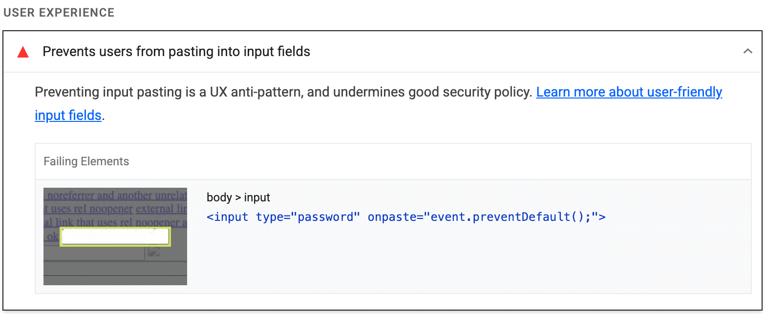 ممیزی فانوس نشان می دهد که صفحه کاربران را از چسباندن در قسمت رمز عبور باز می دارد