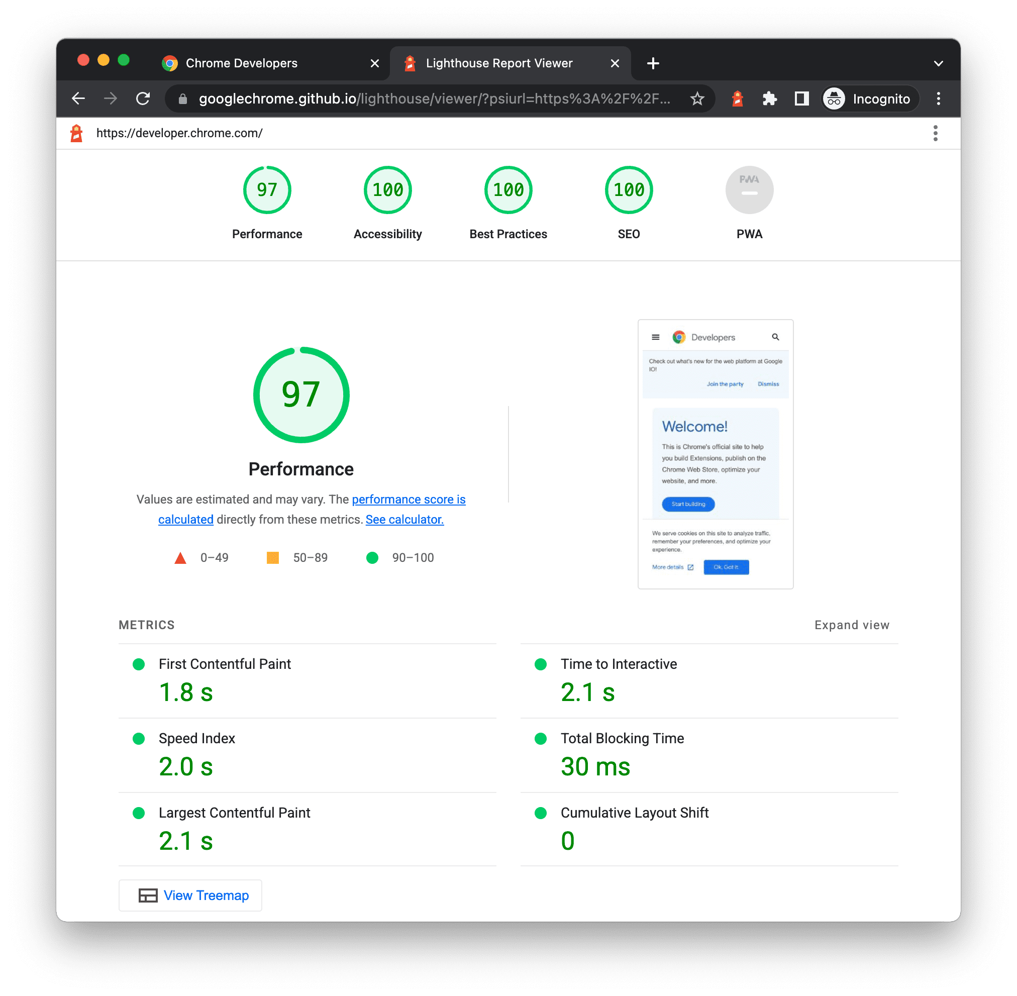  lighthouse chrome for developers