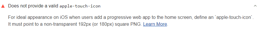 No proporciona un ícono apple-touch-icon válido