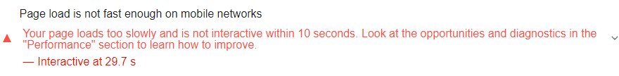 Lighthouse audit showing page doesn't load fast enough on mobile
