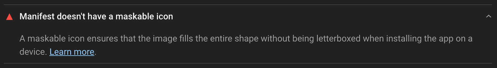 Audit des icônes masquables dans l'interface utilisateur des rapports Lighthouse.