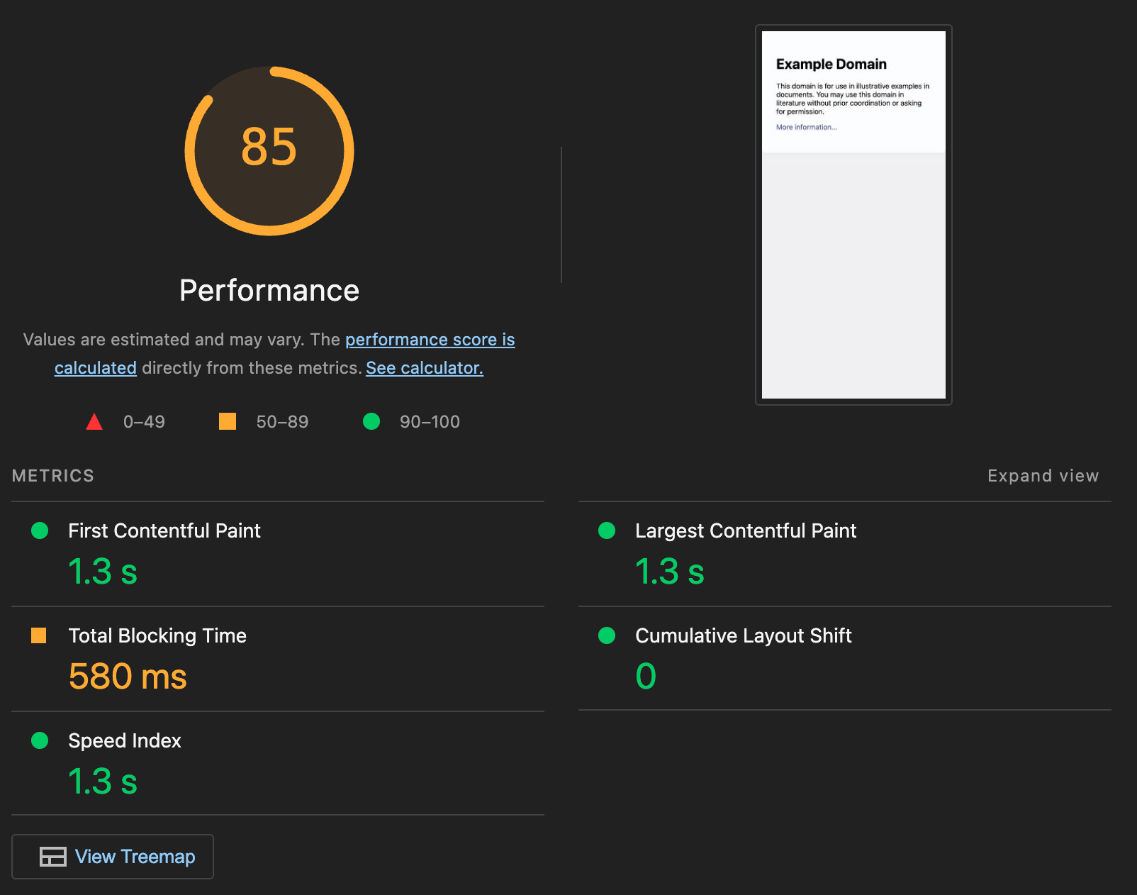 Botón Lighthouse View Treemap