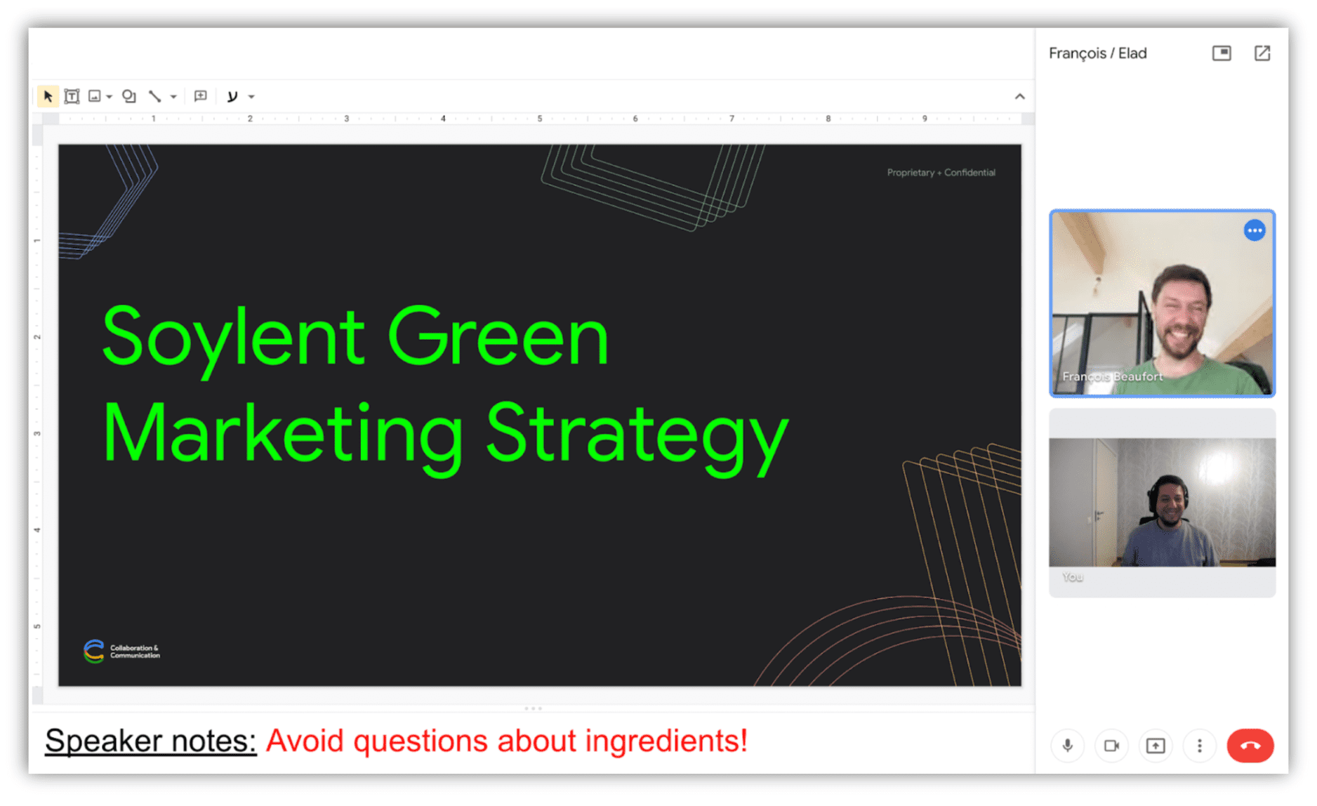 Screenshot di una finestra del browser contenente le slide e le note del relatore.