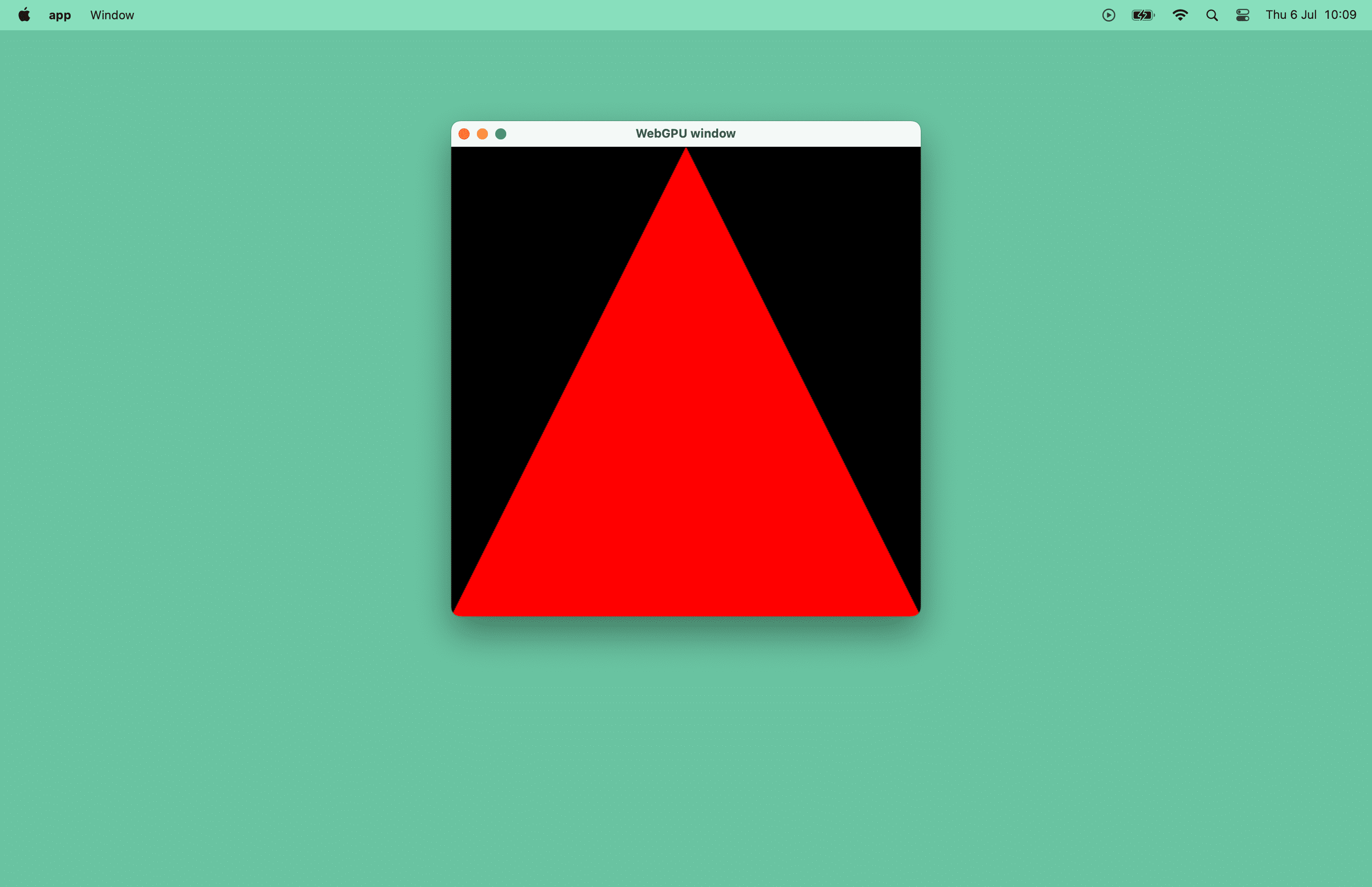 تصویر یک مثلث قرمز در پنجره macOS.