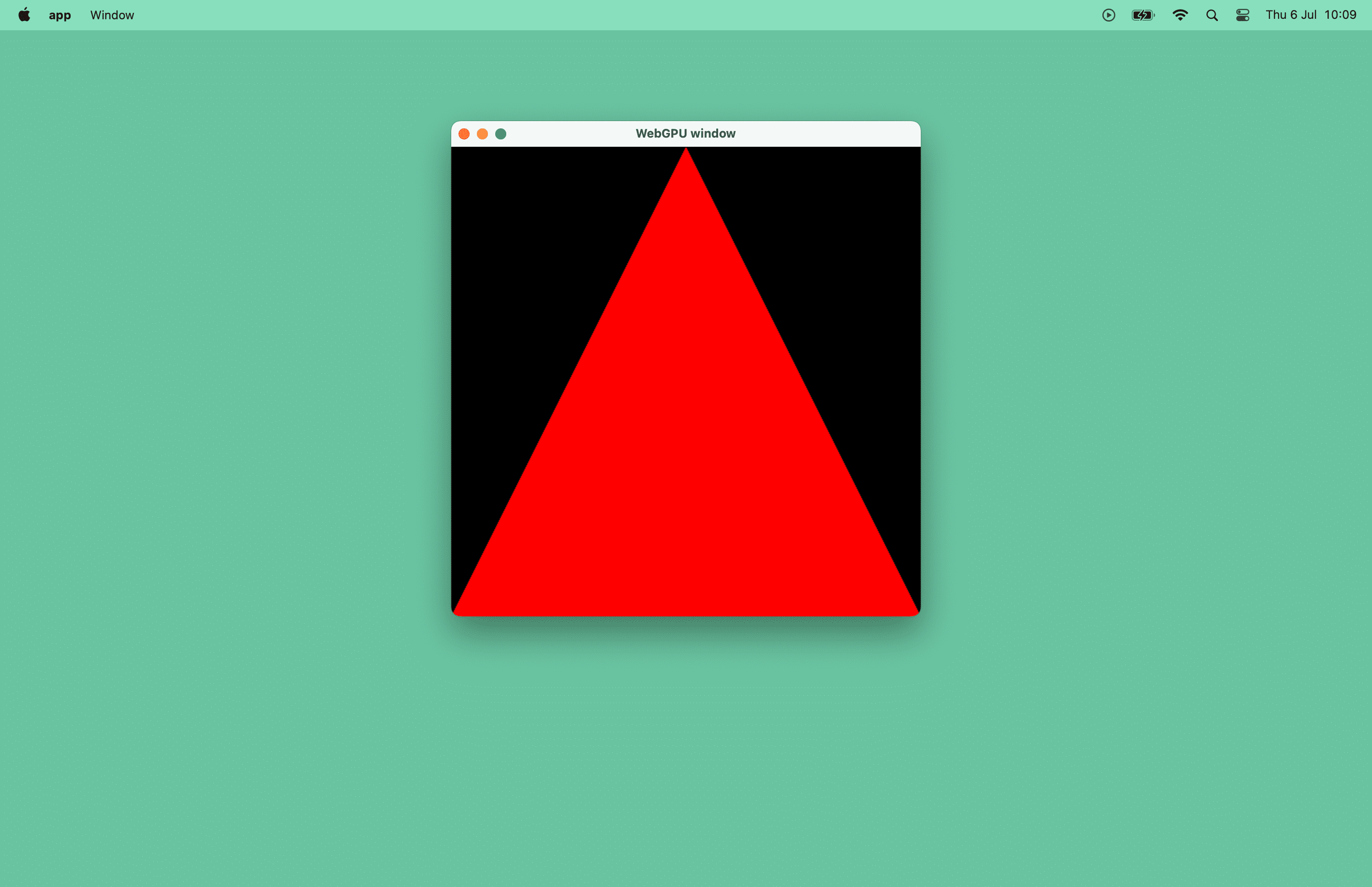 Captura de pantalla de un triángulo rojo en una ventana de macOS