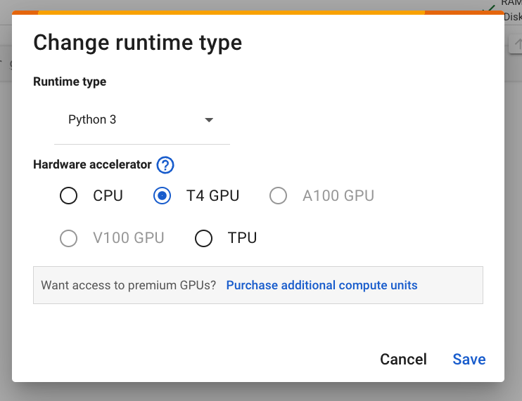 A screenshot of the Change runtime type module.