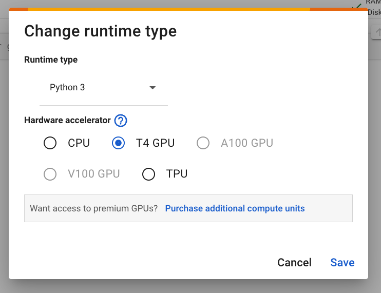 Capture d&#39;écran du module &quot;Modifier le type d&#39;exécution&quot;