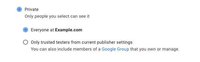 Screenshot showing
the domain publishing option in the developer dashboard