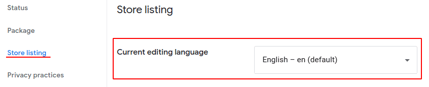 Choose language in store listing