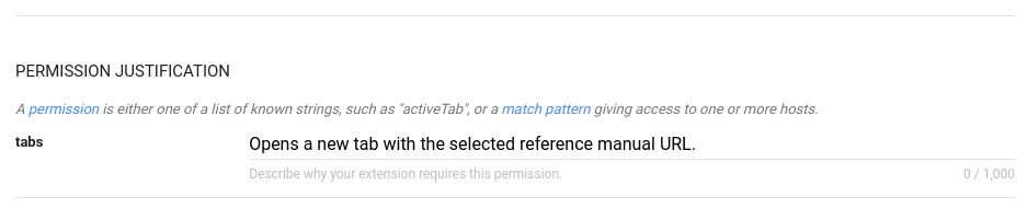Screenshot dell'insieme di campi relativi alla privacy dell'elenco delle autorizzazioni