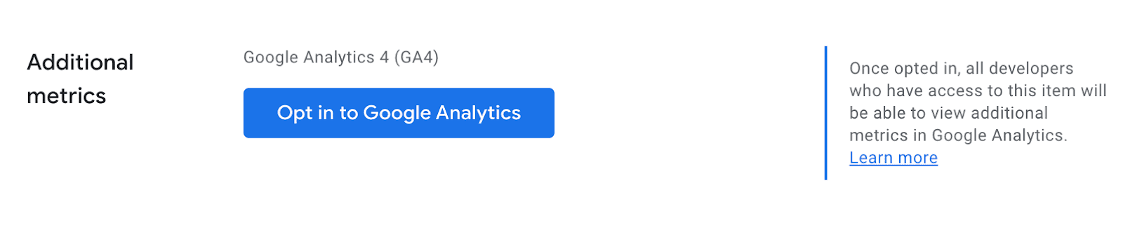 Activer l&#39;interface utilisateur pour Google Analytics dans le tableau de bord du développeur