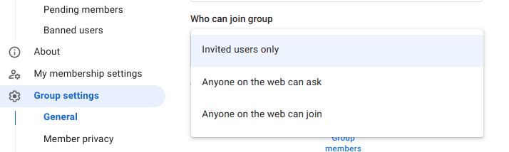 Screenshot
    memilih opsi &#39;{i>only-invite-users<i})