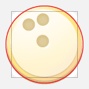 bowling ball-like icon on top of circle template