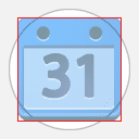 Google Calendar icon on top of square template