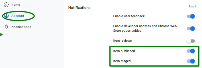 Screenshot di abilitazione
degli elementi in attesa e revisionati