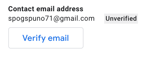 Contact email field
showing as unverified