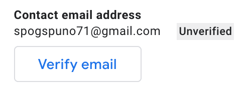 Campo dell'email di contatto
visualizzato come non verificato
