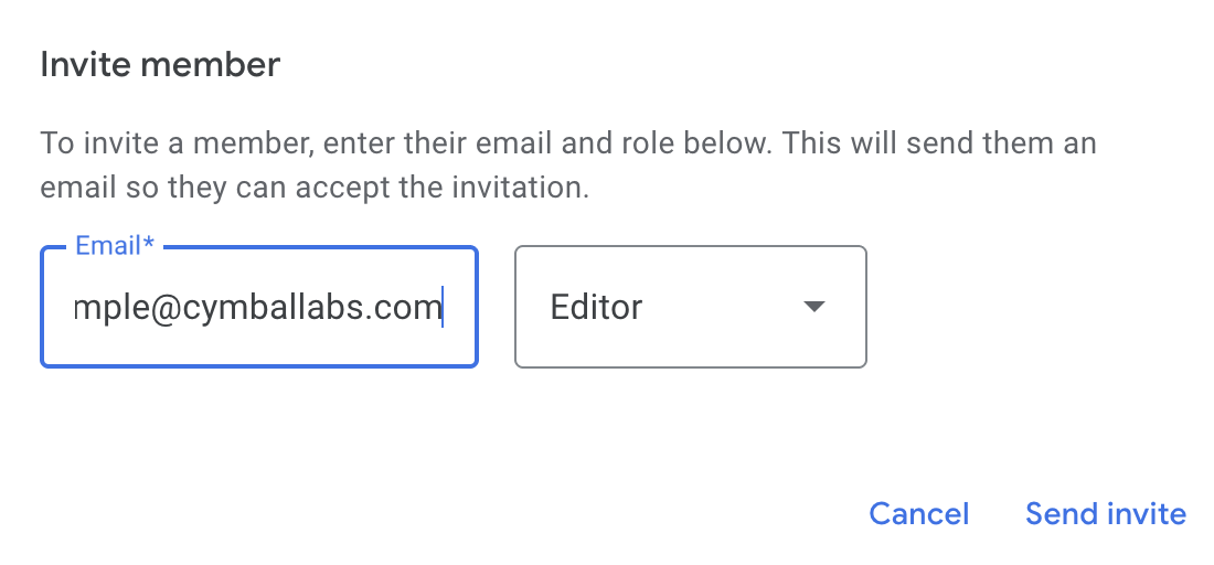 Modal shown when inviting a member.