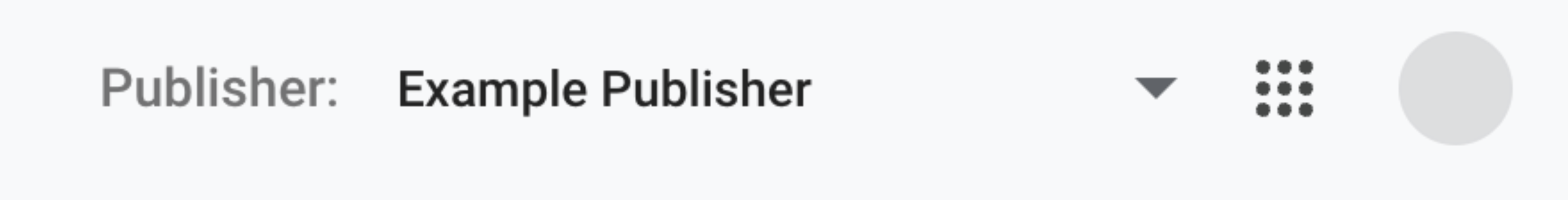 Drop-down shown to switch publisher.