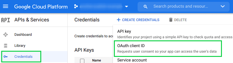 Create credentials