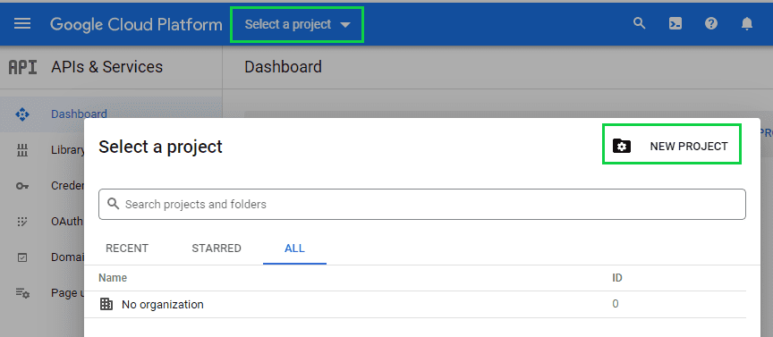 สร้างโครงการใหม่ใน
Google Console