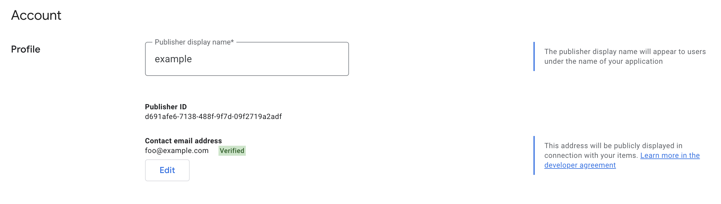 Publisher ID displayed in the Developer Dashboard.