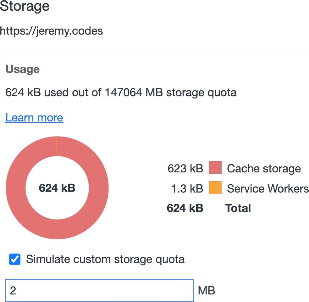 Il visualizzatore dell'utilizzo dello spazio di archiviazione.